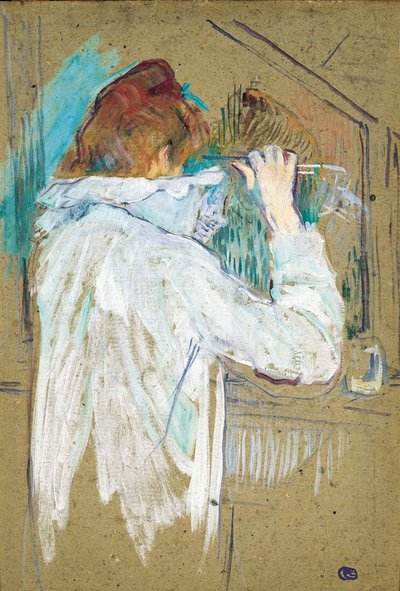 Frau, die sich die Haare frisiert von Henri de Toulouse Lautrec